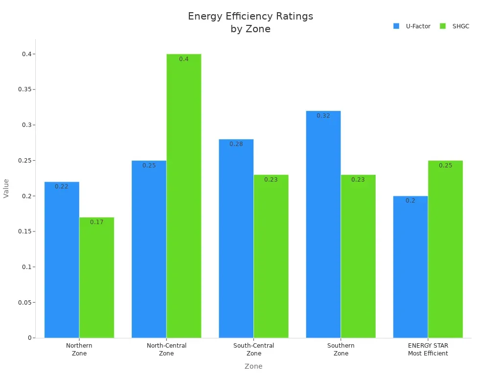 Grouped-bar-chart-comparing-U-Factor-and-SHGC-across-climate-zones-and-ENERGY-STAR-standard