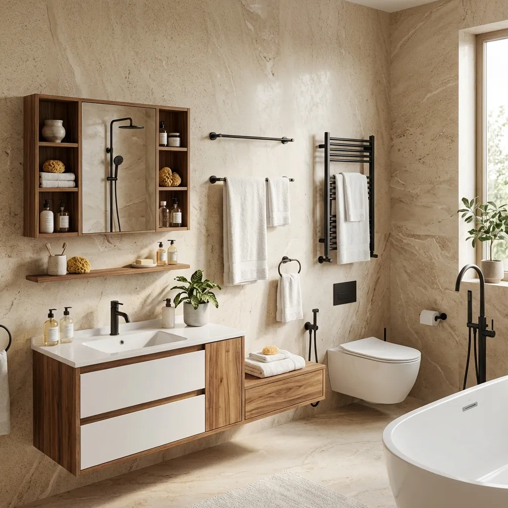 1,Solid Wood Bathroom Cabinet