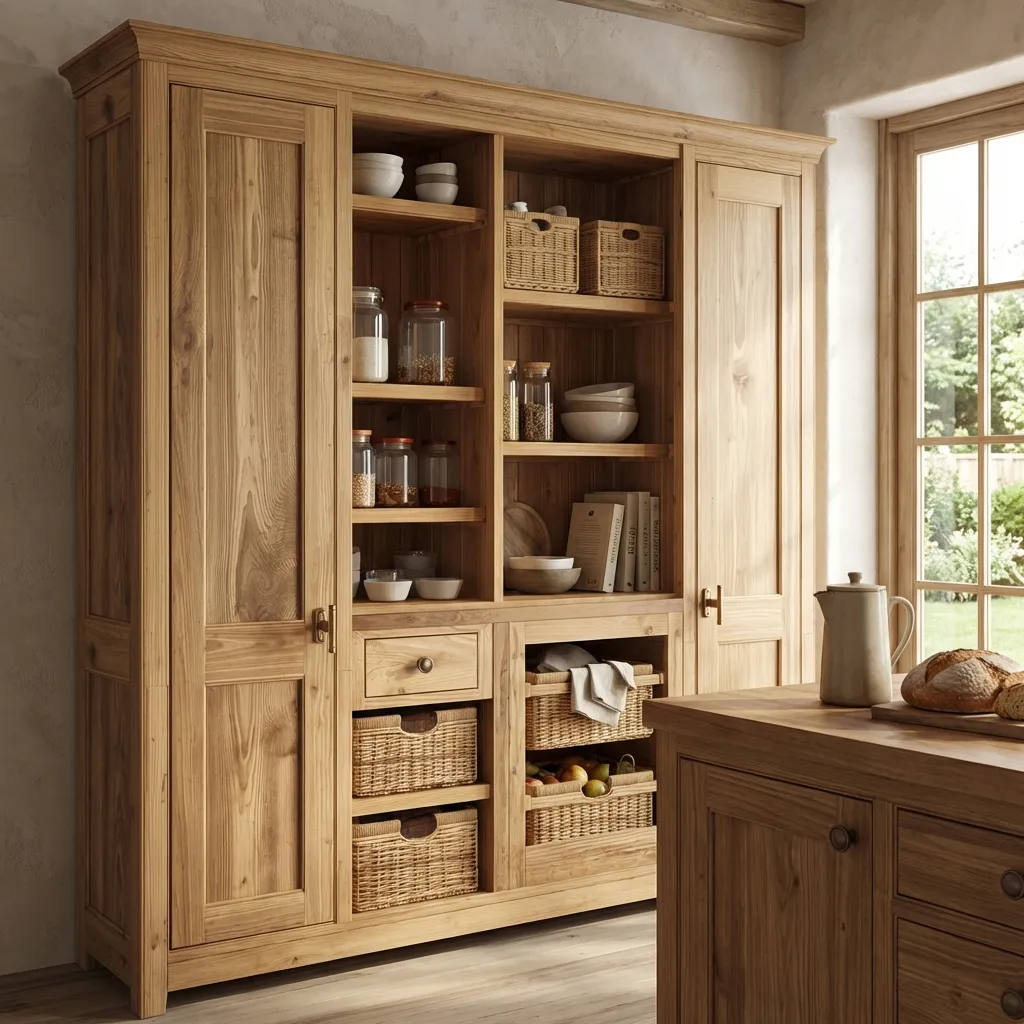1,Solid Wood Pantry Cabinet