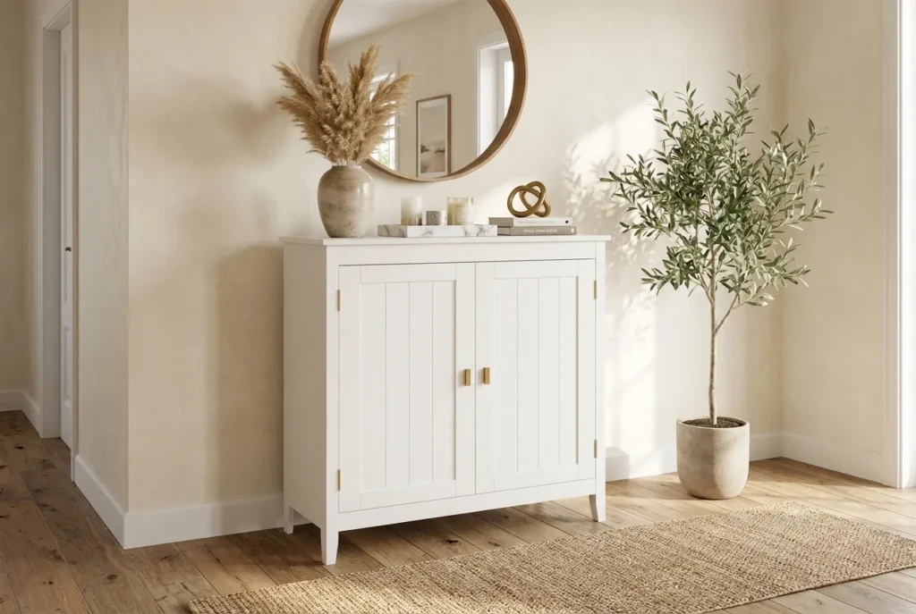 11.White Shoe Cabinet