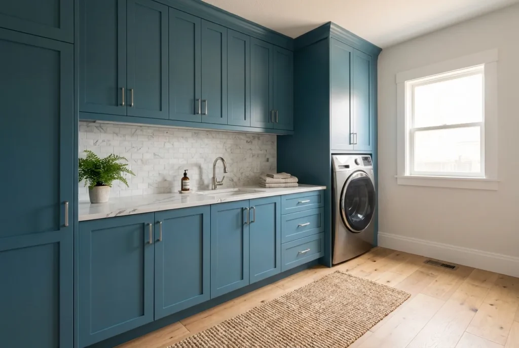 14,Blue Laundry Room Cabinets