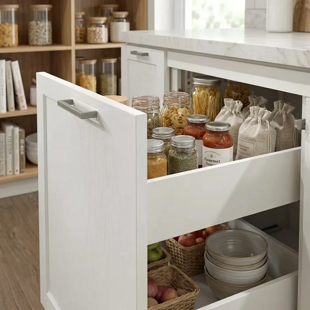 3,Melamine Faced Particle Board Pantry Cabinet