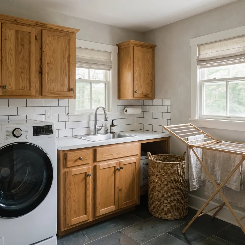 3,Oak Laundry Cabinets