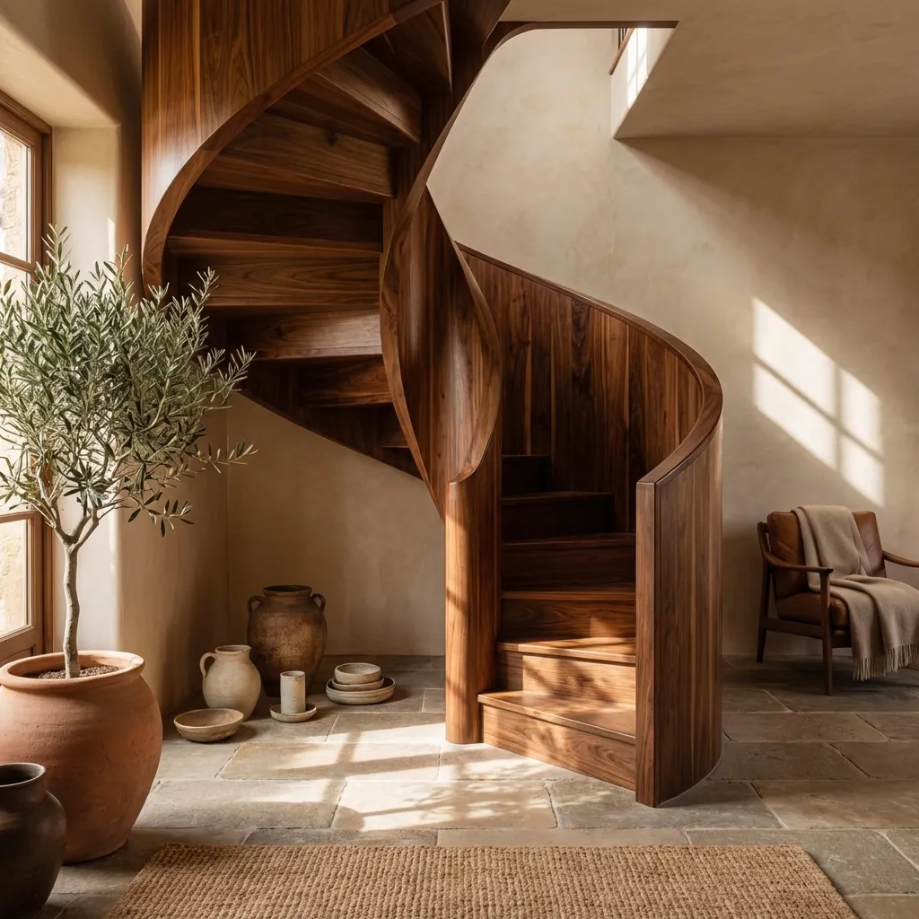 5.Solid Wood Curved Stairs