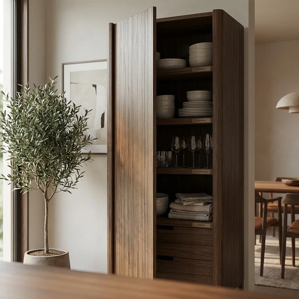 7,Wood Veneer Pantry Cabinet