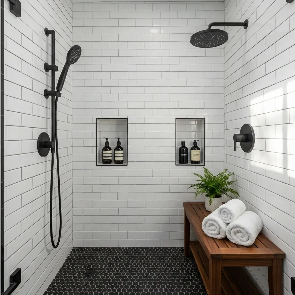 8.White Shower Tile