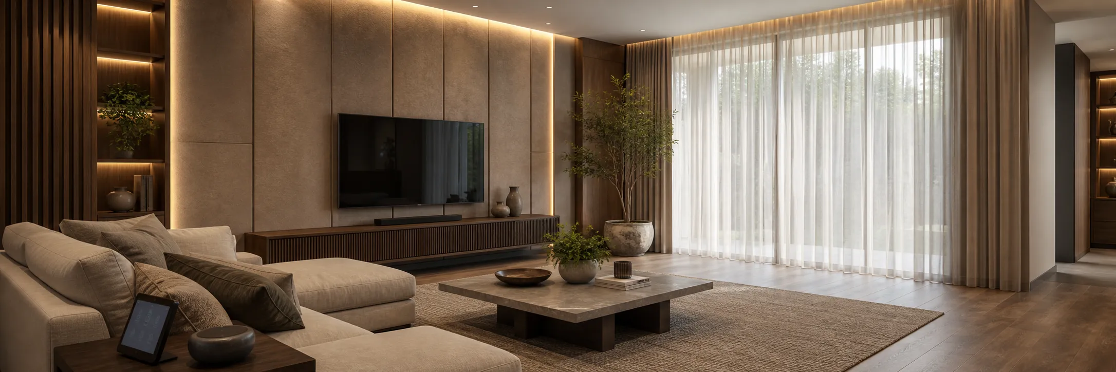 Coordinated contemporary living room interior